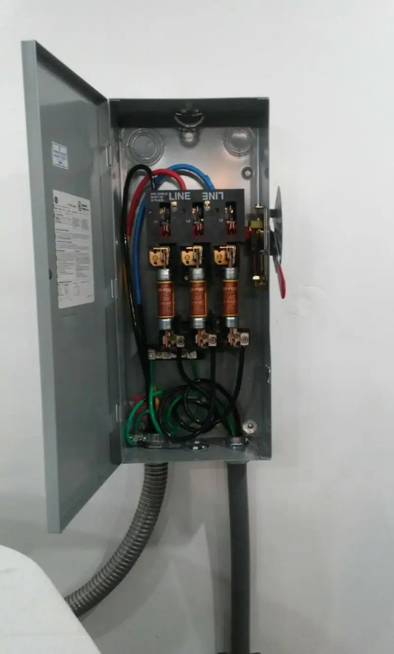 Three-phase disconnect switch installed for Electrical Wiring & Rewiring in Clare